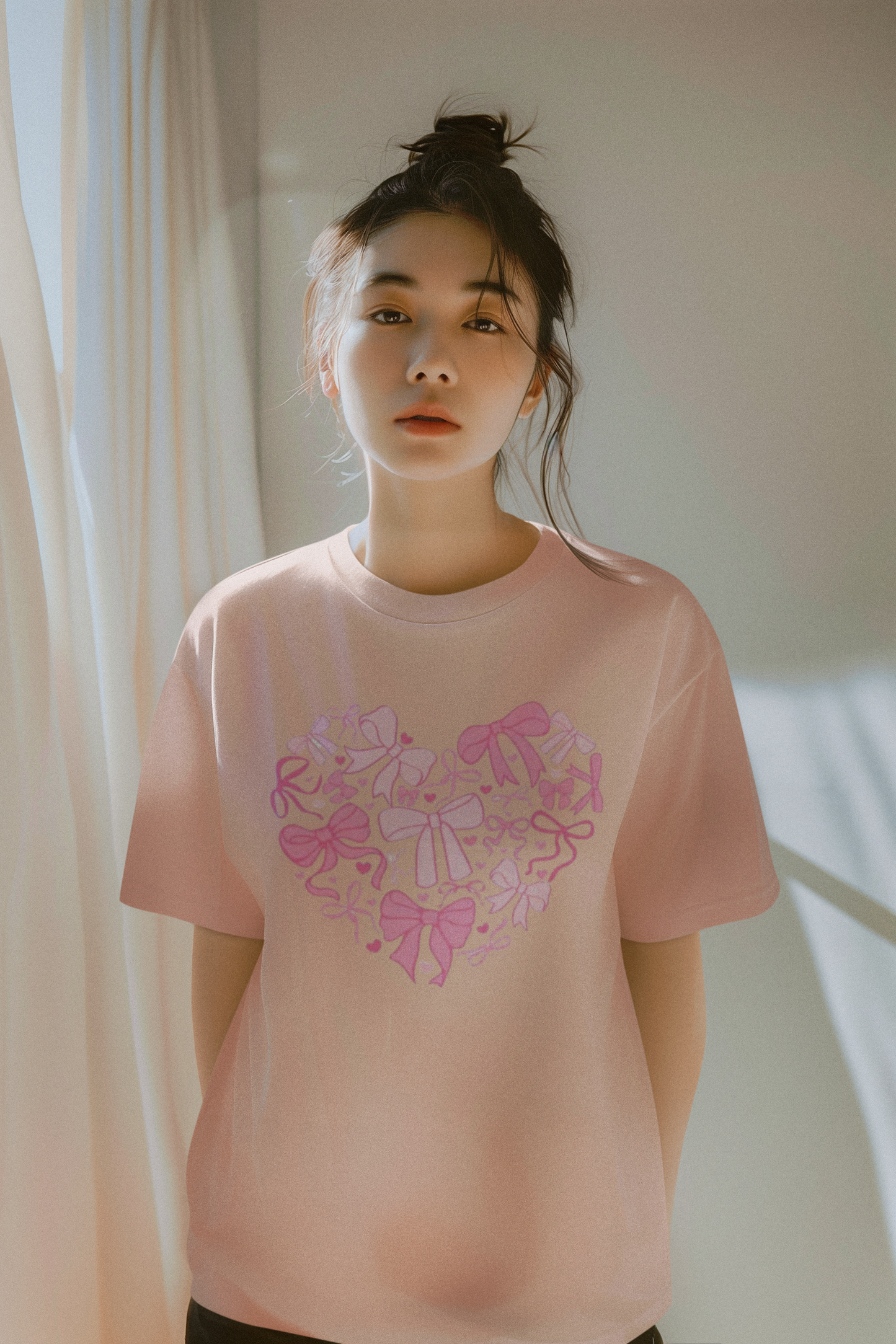 T-Shirt: Full Heart with bows