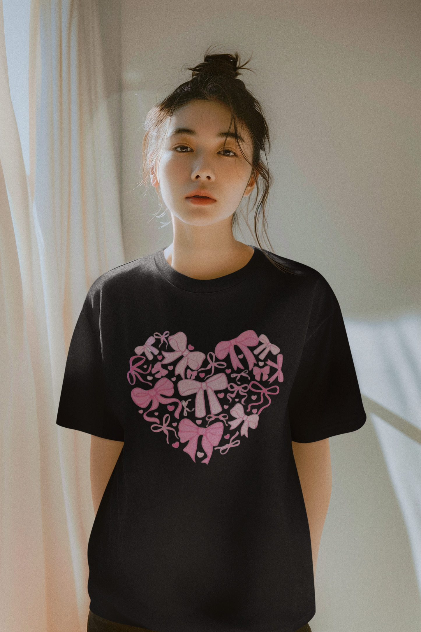T-Shirt: Full Heart with bows