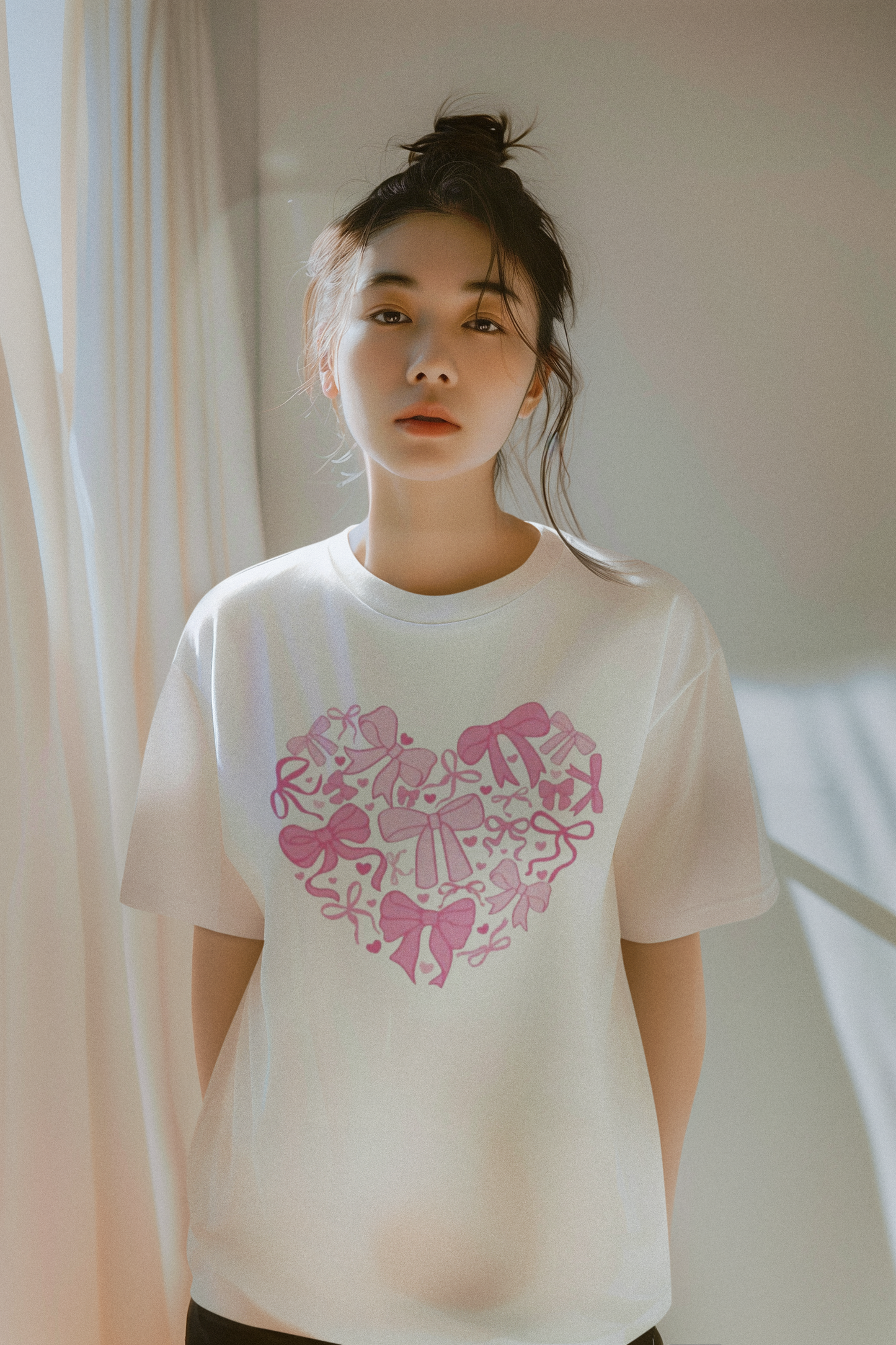 T-Shirt: Full Heart with bows