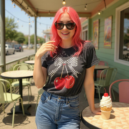 T-Shirt: Disco Ribbon Cherry