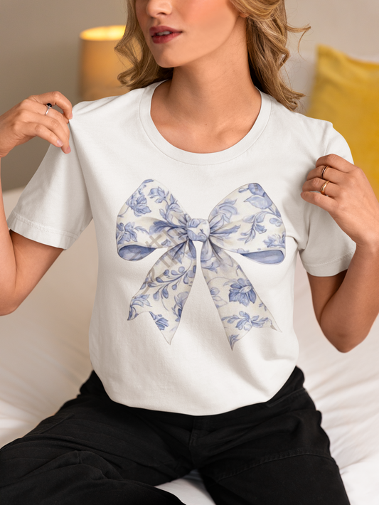 Baby Blue Floral Ribbon T-Shirt Transfer