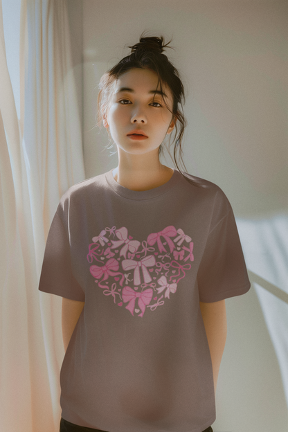 T-Shirt: Full Heart with bows