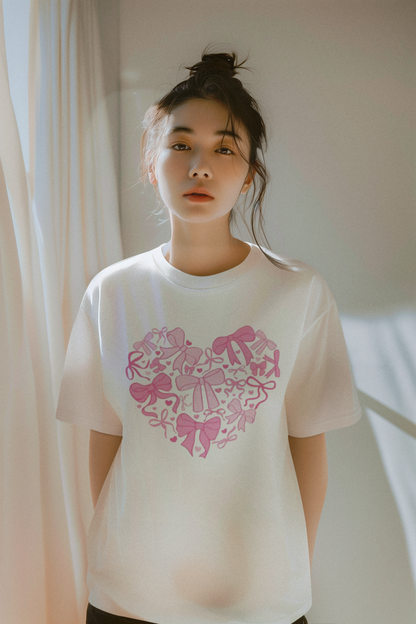 T-Shirt: Full Heart with bows